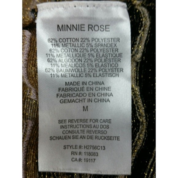 Minnie Rose Women's (M) Sleeveless Black, Gold, & Ivory Metallic Knit Deco Dress - Picture 11 of 12